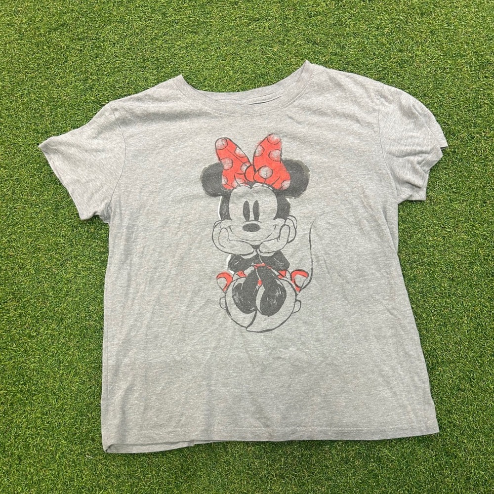 Disney Minnie Mouse Gray Graphic T-Shirt Short Sleeve Crewneck Medium
